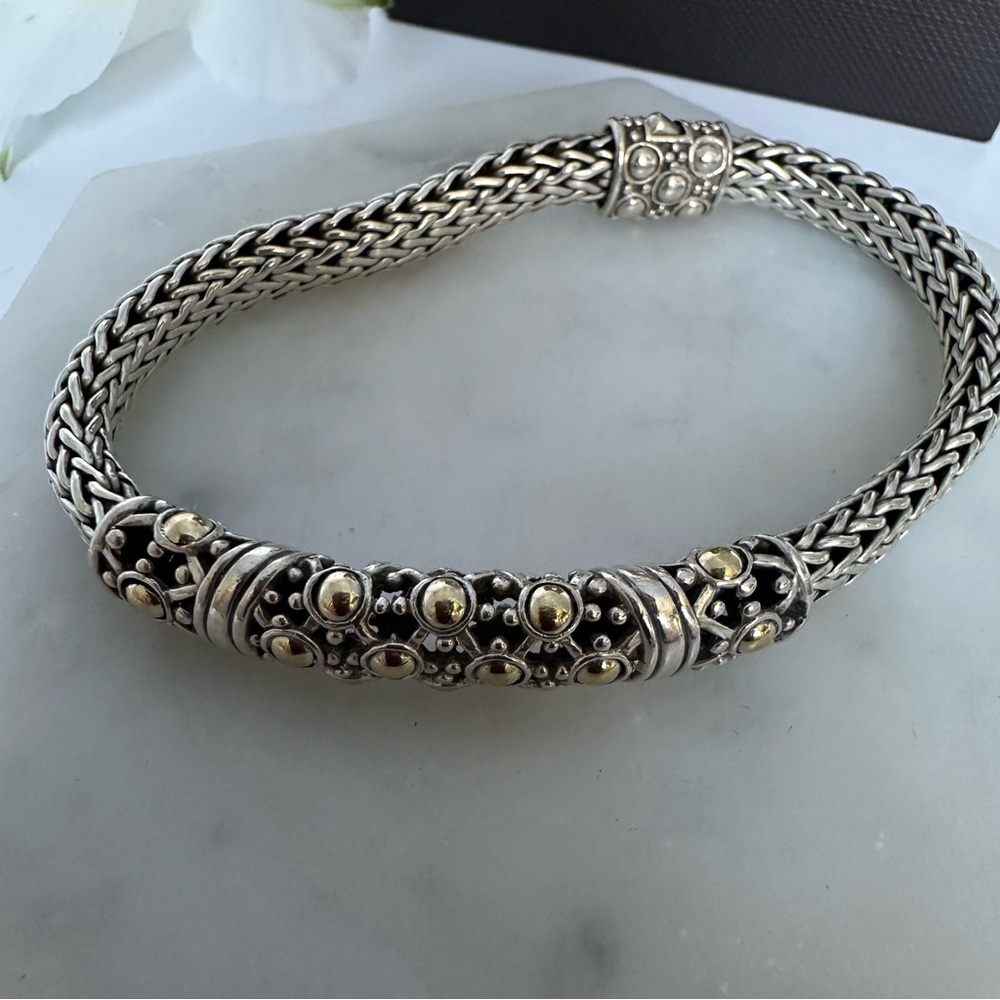 John Hardy Sterling Silver And 18k Gold Dot Collection Bracelet.